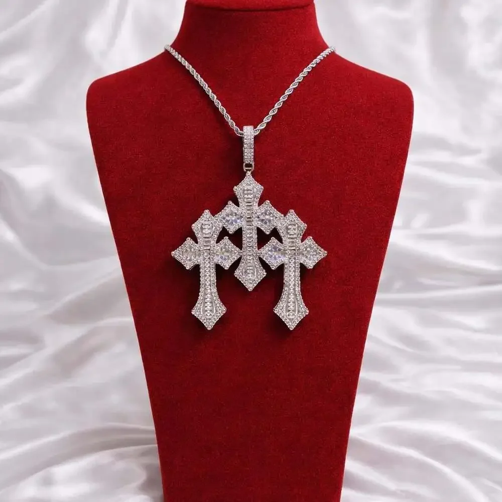 Iced Out Triple Cross Pendant 6958